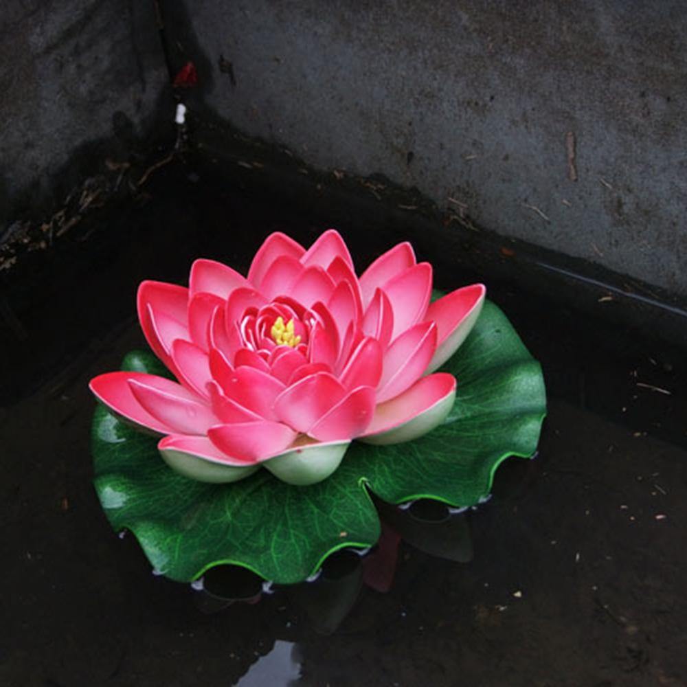 18cm Floating Artificial Lotus for Aquarium Fish Tank Pond Water Lily Lotus Flower Home Decorations - MRSLM