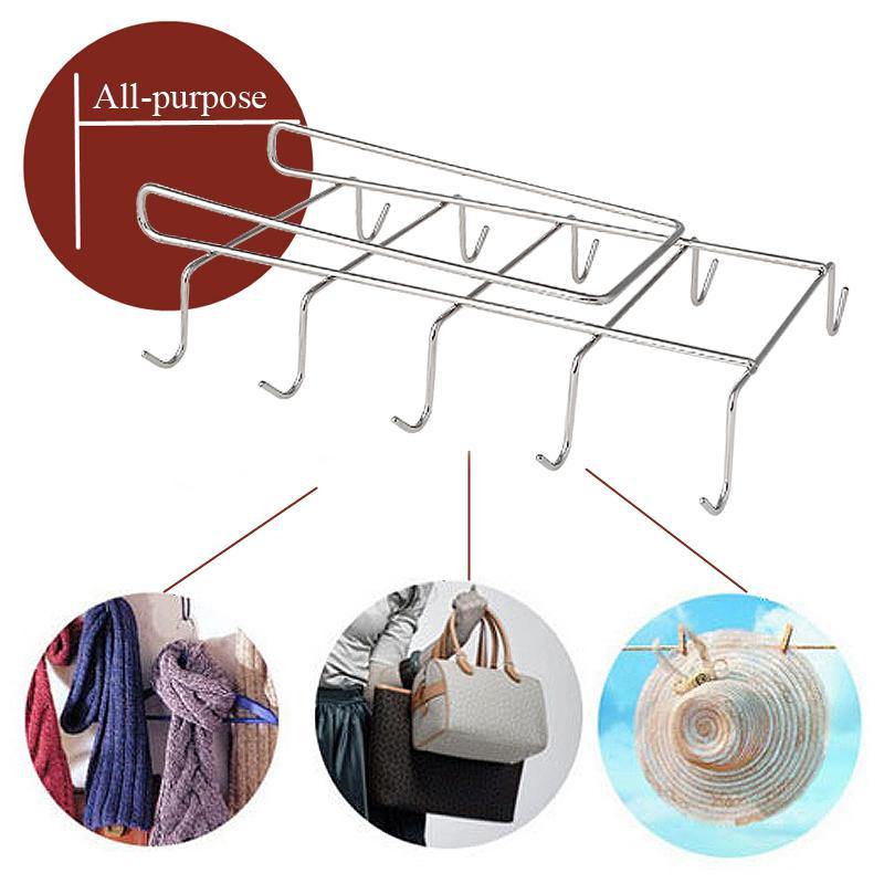 12 Hooks Stainless Steel Kitchen Storage Rack Cupboard Hanging Hook Shelf Dish Hanger Chest Storage - MRSLM