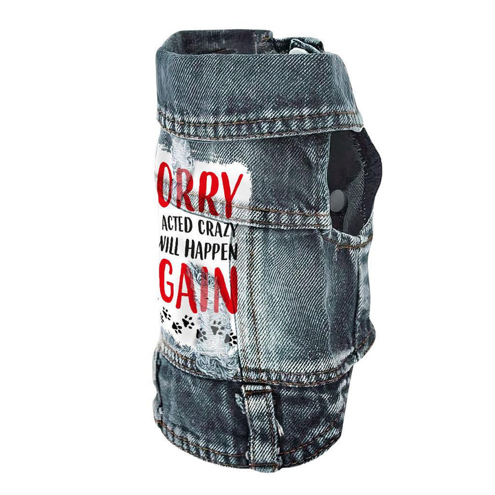 Acted Crazy Dog Denim Vest - Funny Dog Denim Jacket - Colorful Dog Clothing - MRSLM