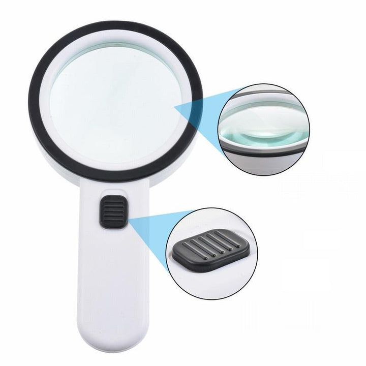 30X 12LED Lights High Magnification Magnifying Glass Double Lens Upgraded Magnifier Lamp Magnifying Glass - MRSLM