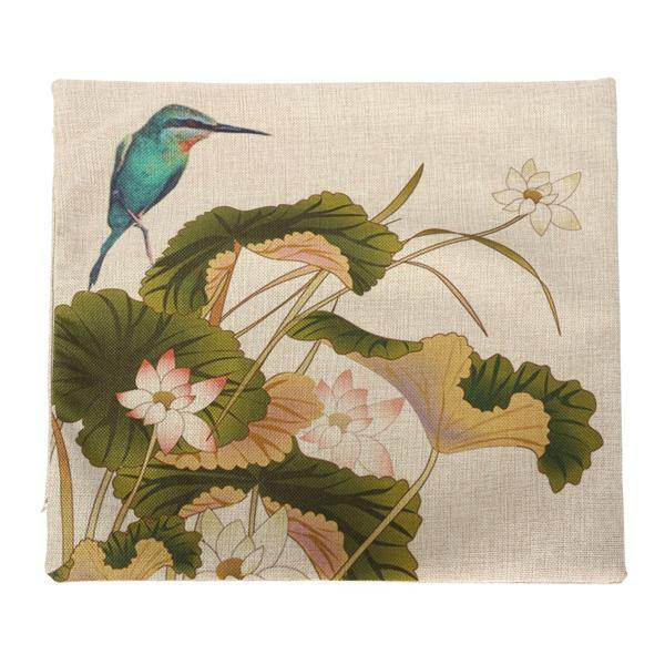 Chinese Ink Lotus Series Throw Pillow Case Cotton Linen Cushion Cover Home Sofa Decor - MRSLM