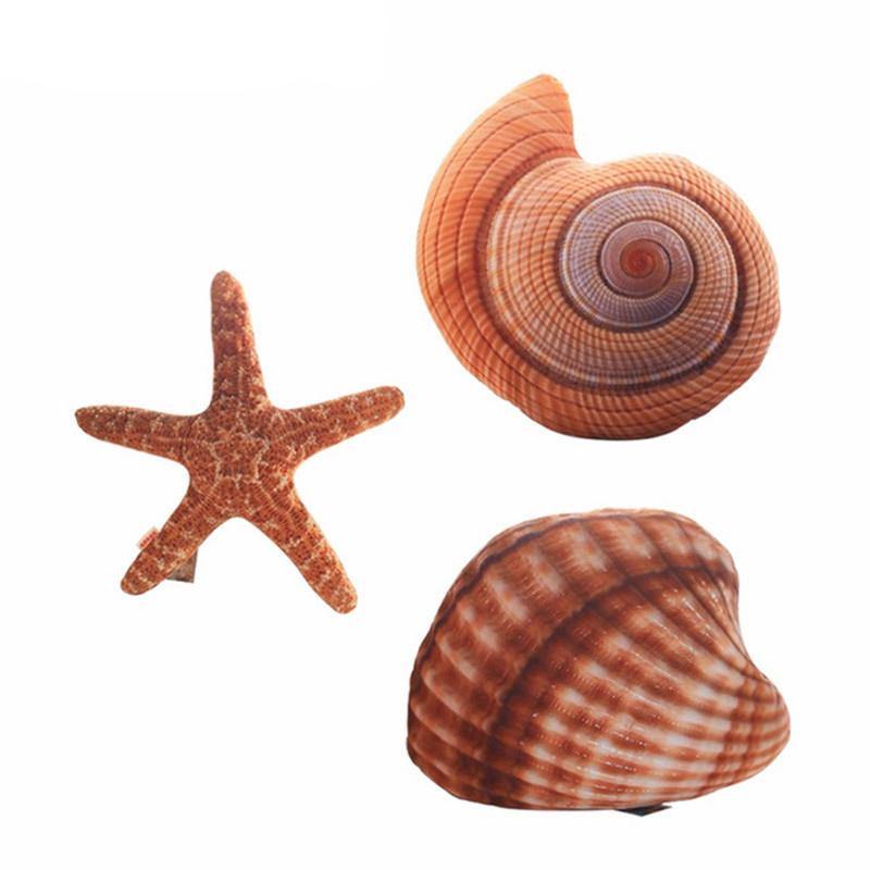 Marine Life Plush Pillows Conch & Shell & Starfish Stuffed Plush Toy Cute Cushion Dolls - MRSLM