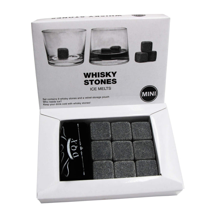 Set of 9 Grey Beverage Chilling Stones Chill Rocks Whiskey Stones for Whiskey and other Beverages- Made of 100% Pure Soapstone - MRSLM