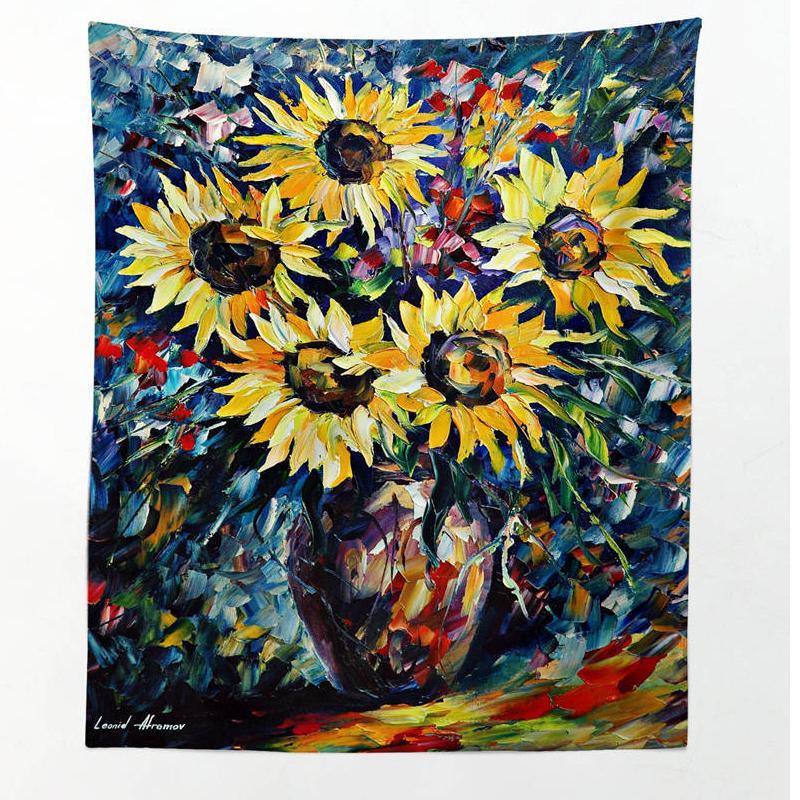 Flower Daisies Blanket Tapestry Hanging Wall Cloth Decoration Background Cloth Tablecloth Curtain (8 130x150cm) - MRSLM