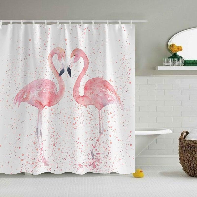 1/3/4Pcs 3D Flamingo Waterproof Shower Curtain Waterproof Toilet Cover Non-slip Mat 3pcs Toilet Bathroom Decor - MRSLM