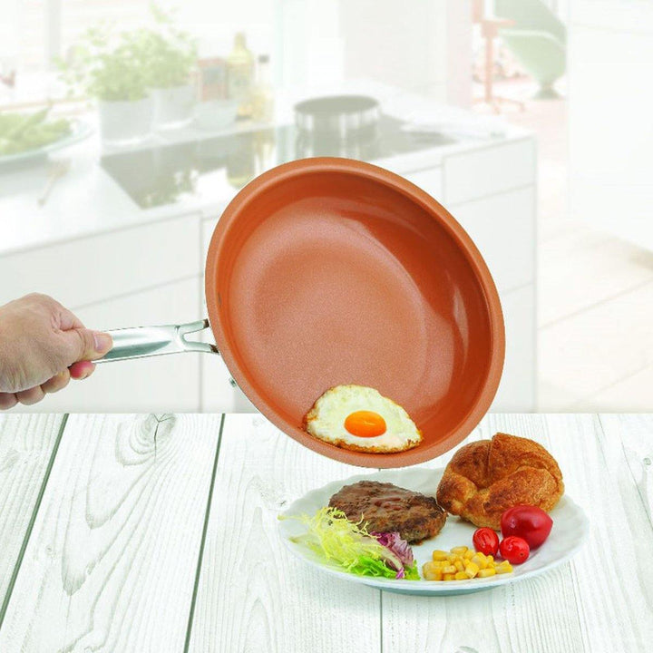 8/10/12 Inch Non Stick Copper Frying Pan Universal For Gas & Induction Cooker - MRSLM