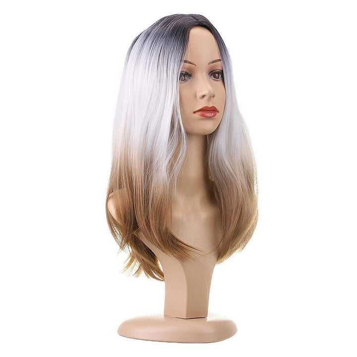 hair 26" 270g Long Synthetic Hair Wig Adjustable Ombre Grey Body Wavy Hair Wigs For Women Cosplay Heat Resistant 1PC - MRSLM