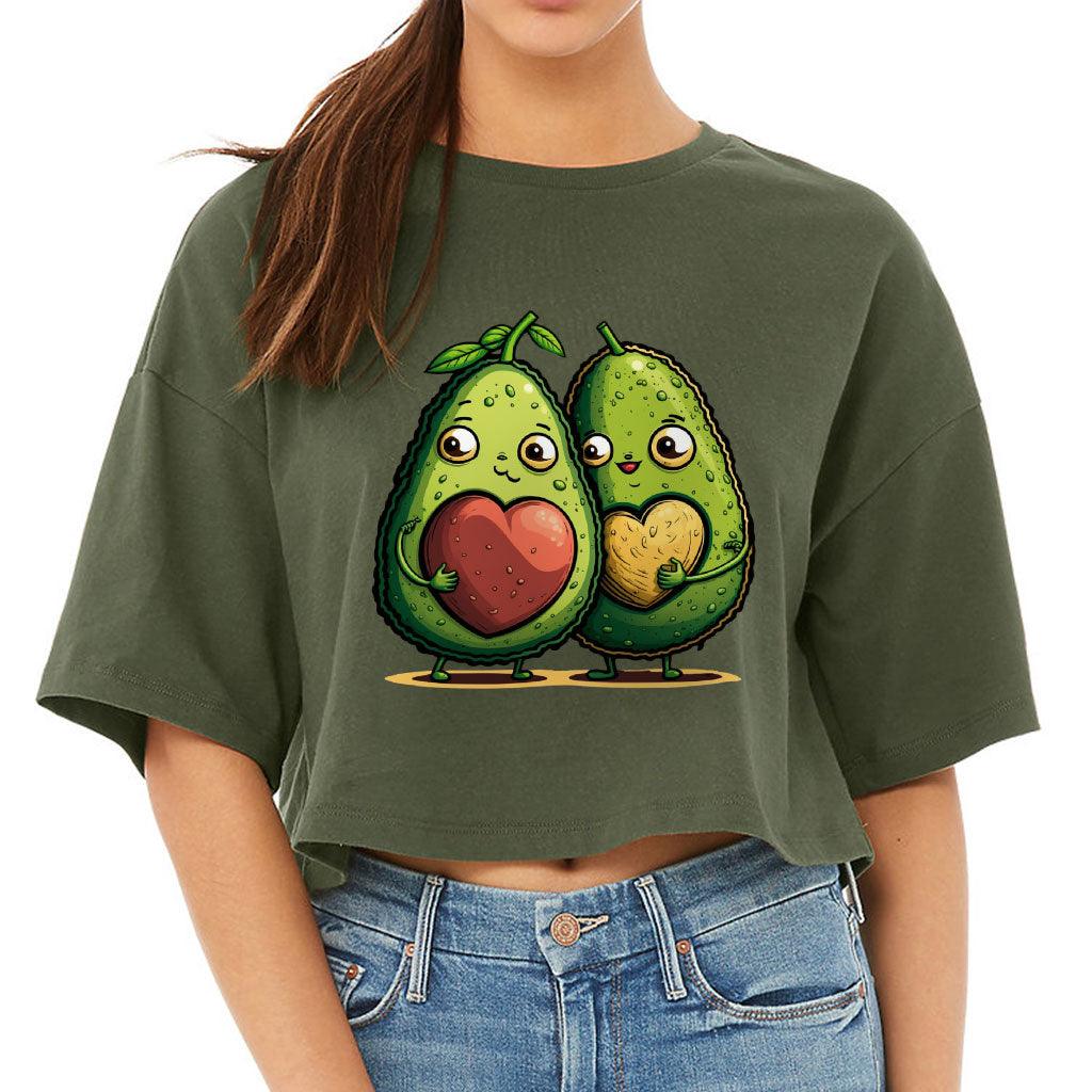 Avocado Women's Crop Tee Shirt - Love Couple Cropped T-Shirt - Graphic Crop Top - MRSLM