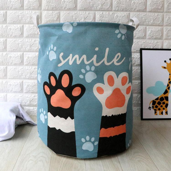 Dirty Clothes Storage Baskets Toy Storage Bucket Cartoon Folding Fabric Hamper Marble Laundry Basket - MRSLM