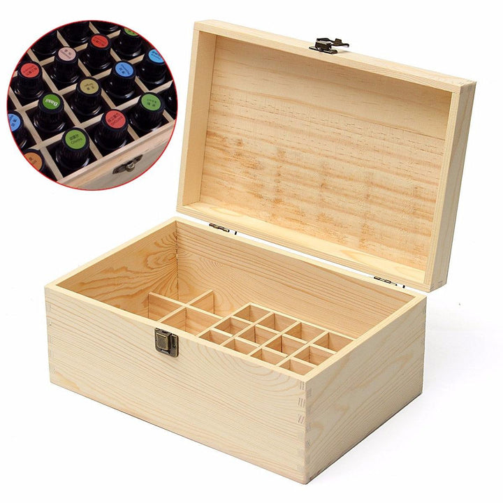 32 Grids Wooden Bottles Box Storage for Essential Oil 5-100ml - MRSLM