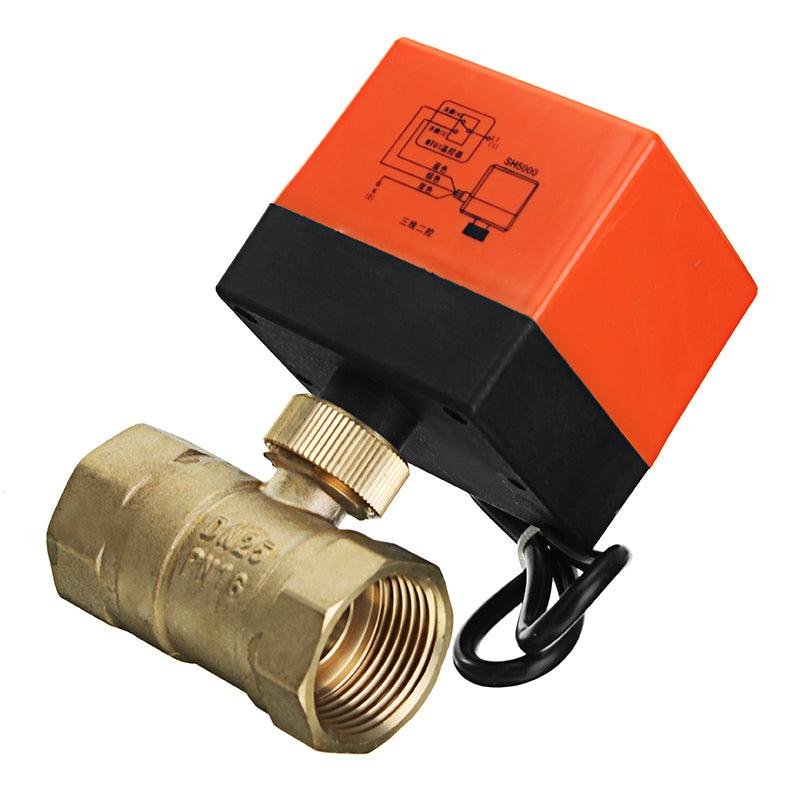 TMOK TK260 1/2" 3/4" 1" 1-1/4" Motorized Electric Brass Ball Valves 3 Wire AC 220V Full Port Valve - MRSLM