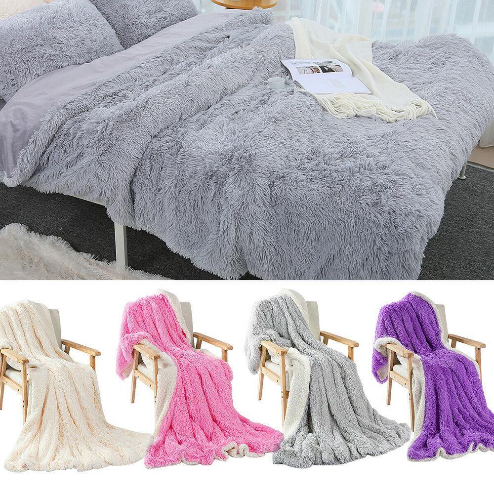 Large Soft Warm Shaggy Double Sized Fluffy Plush Blanket Throw Sofa Blankets Bed Blanket Bedding Accessories - MRSLM