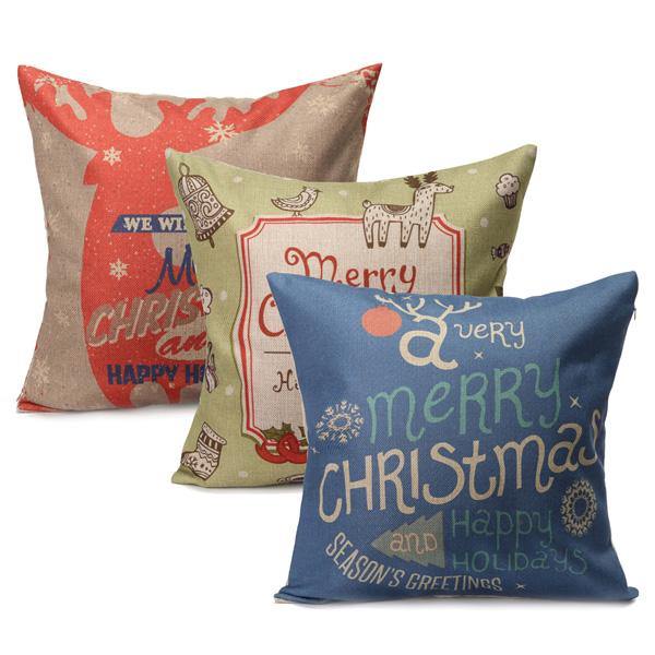 Christmas Letters Throw Pillow Case Square Sofa Office Cushion Cover Home Decor - MRSLM