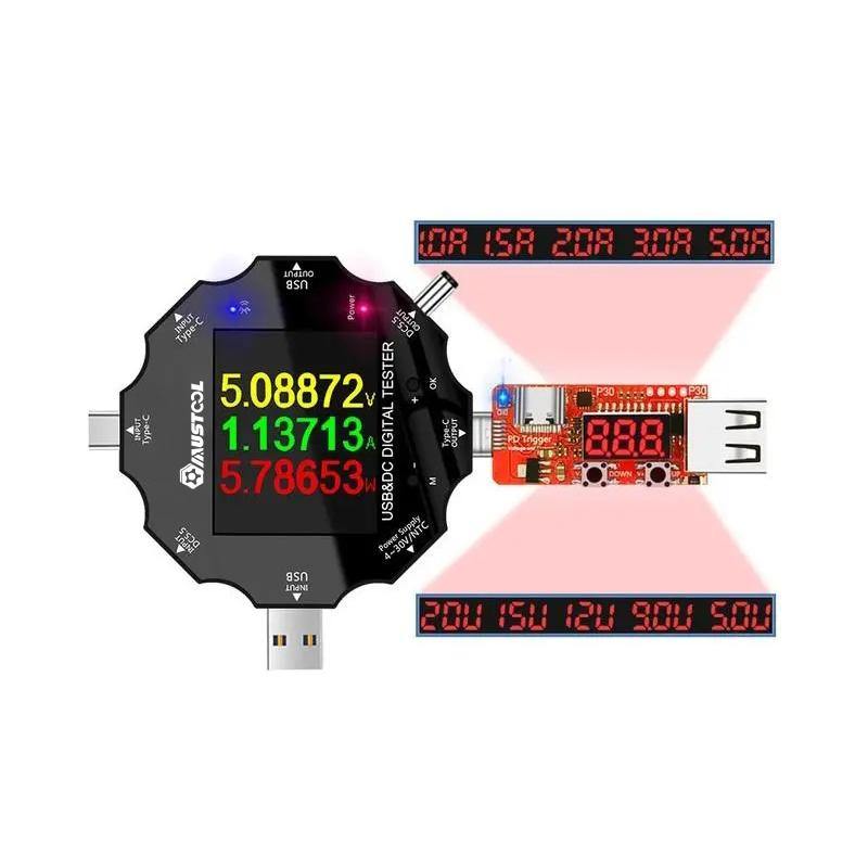 Accessories 65W Constant Current Load NTC Temperature Probe DC5525 Crocodile Clip PD3.0 QC2.0/QC3.0 Trigger Adapters For UD18 USB Tester - MRSLM