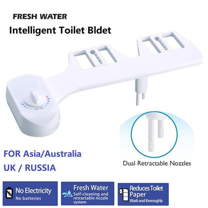 Dual Nozzle Portable Bidet Toilet Seat Attachment Non-Electric Mechanical Fresh Cleaning Device - MRSLM