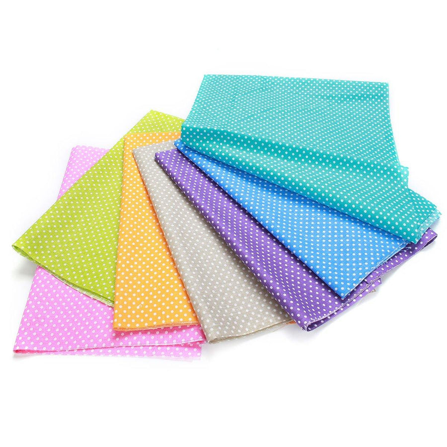 Colorful Dot 7 Assorted Pre Cut Cotton Patchwork Fabric Square Quilting Set - MRSLM