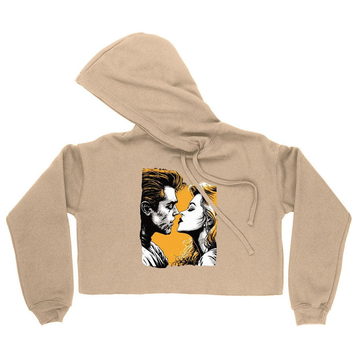 Bright Graphic Women's Cropped Hoodie - Love Themed Cropped Hoodie - Unique Hooded Sweatshirt - MRSLM