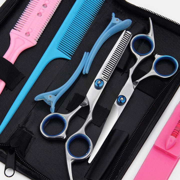 Hair Cutting Thinning Scissors Barbers Shear Comb Hairclip Hairdressing Set Sharp Blade, Fast Cutting, Easy to Use - MRSLM