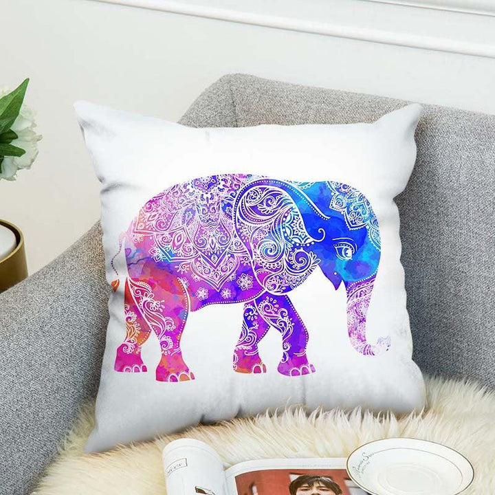 3D Bohemian Style Elephant Double-sided Printing Cushion Cover Linen Cotton Throw Pillow Case Home Office Sofa - MRSLM