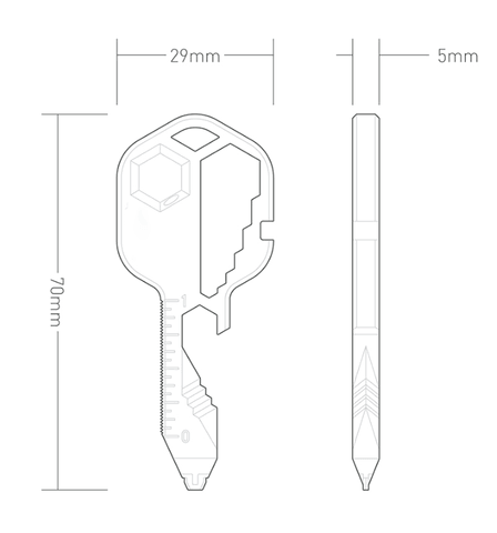 Multi-Tool Key Multifunctional Key Pendant Wrench Set Universal Keys Gear Clips Measuring Adjustable Portable Home Hand Tool - MRSLM