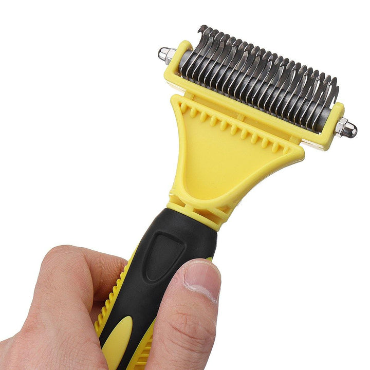 Double Sides Pet Dog Fur Brush Comb Dog Cat Grooming Deshedding Trimmer Tool Pet Rake 12/23 Blades - MRSLM