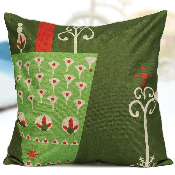 Cartoon Christmas Throw Pillow Case Linen Cotton Cushion Cover Home Sofa Car Decor - MRSLM