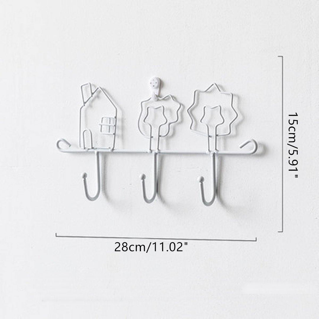 Wall Mounting Hook Shelf Iron Keys Hanging Storage Rack Home Door Desktop Organizer - MRSLM