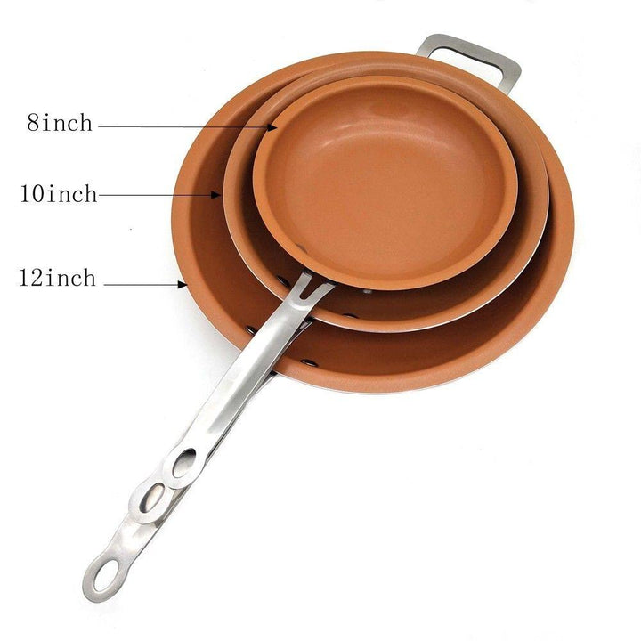 8/10/12 Inch Non Stick Copper Frying Pan Universal For Gas & Induction Cooker - MRSLM