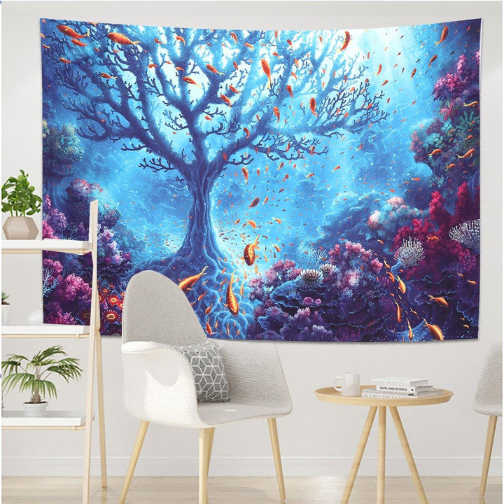 Underwater World Tree Tapestry Art Print Tapestry Home Office Room Wall Hanging Decoration - MRSLM