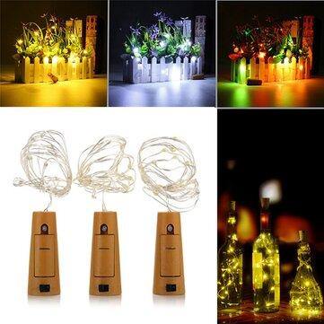 Battery Powered 1M 20LEDs Cork Shaped Silver LED Starry Light Bottle Lamp For Party - MRSLM