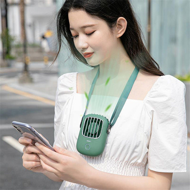 Handheld Hanging Neck Mini Fan Portable USB Charging Desktop Fan Three Gears Low Noise 1800mAh Battery Capacity - MRSLM