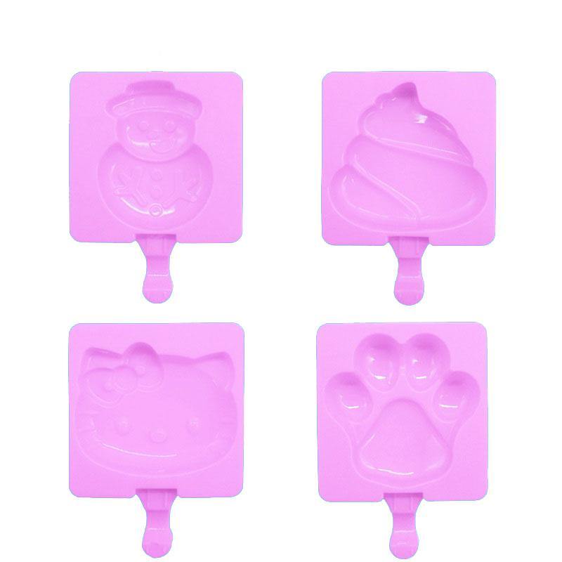 DIY Silicone Baking Cake Mold Homemade Ice Lolly Mold With 20 Purple Popsicle Stick - MRSLM