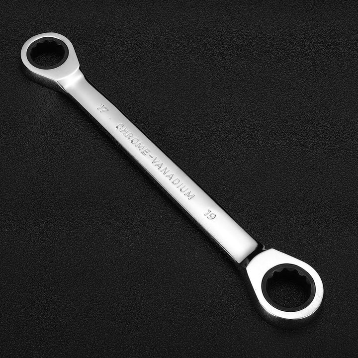 8-19mm Steel Metric Fixed Head Ratchet Spanner Gear Wrench Double End Ring Tool - MRSLM