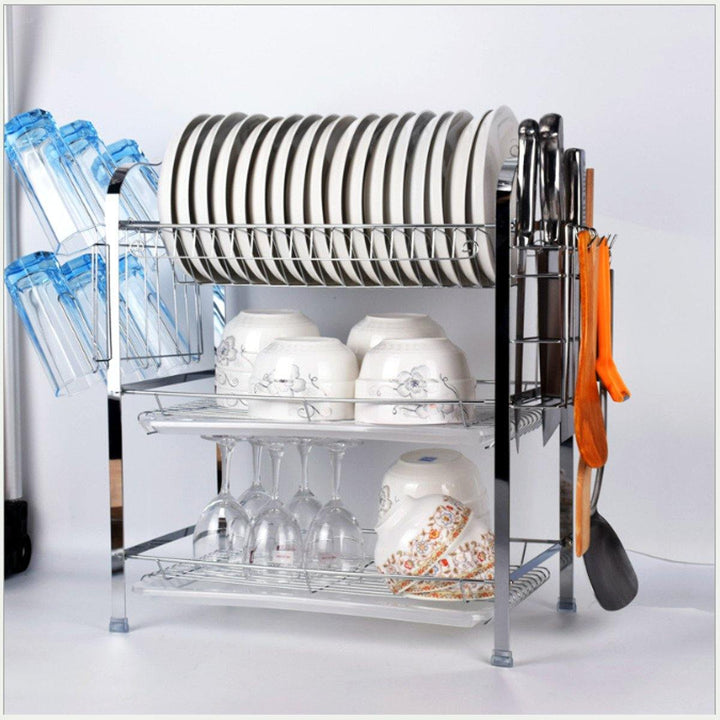 3 Tier Over Sink Dish Drain Shelf Rack Drainer Stainless Steel Kitchen Holder Drainer - MRSLM