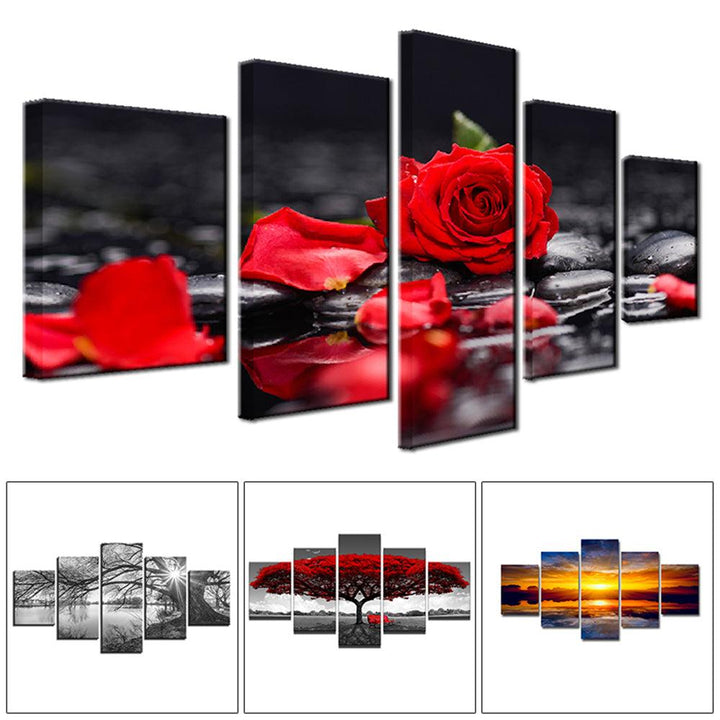 5 Panels Unframed Modern Canvas Art Oil Painting Picture Room Wall Art Pictures Home Wall Decoration Supplies - MRSLM