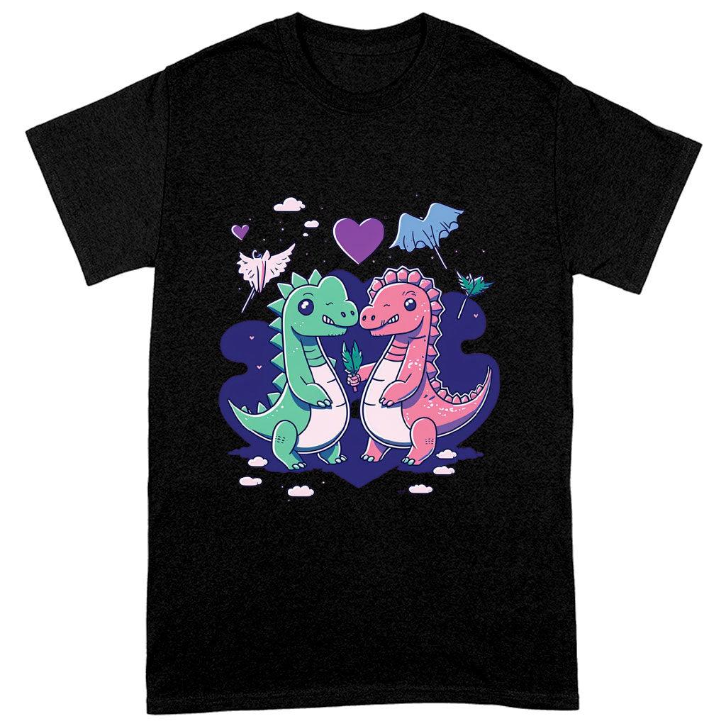 Dinosaur Graphic Heavy Cotton T-Shirt - Cartoon Tee Shirt - Themed T-Shirt - MRSLM