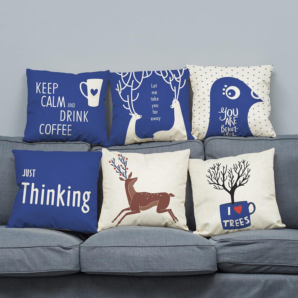 45 x 45cm Super Soft Plush Modern minimalist Style Deer Nordic Cotton Pillowcase For Home Sofa Decration - MRSLM