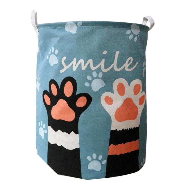 Dirty Clothes Storage Baskets Toy Storage Bucket Cartoon Folding Fabric Hamper Marble Laundry Basket - MRSLM