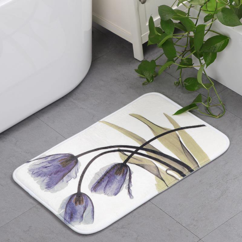 Memory Foam Chronic Rebound 3D Printing Lotus Absorbent Non-slip Mat Lotus Flowers Pattern Home Children's Room Floor Cushion Kitchen Area Rugs Bathroom Carpets - MRSLM