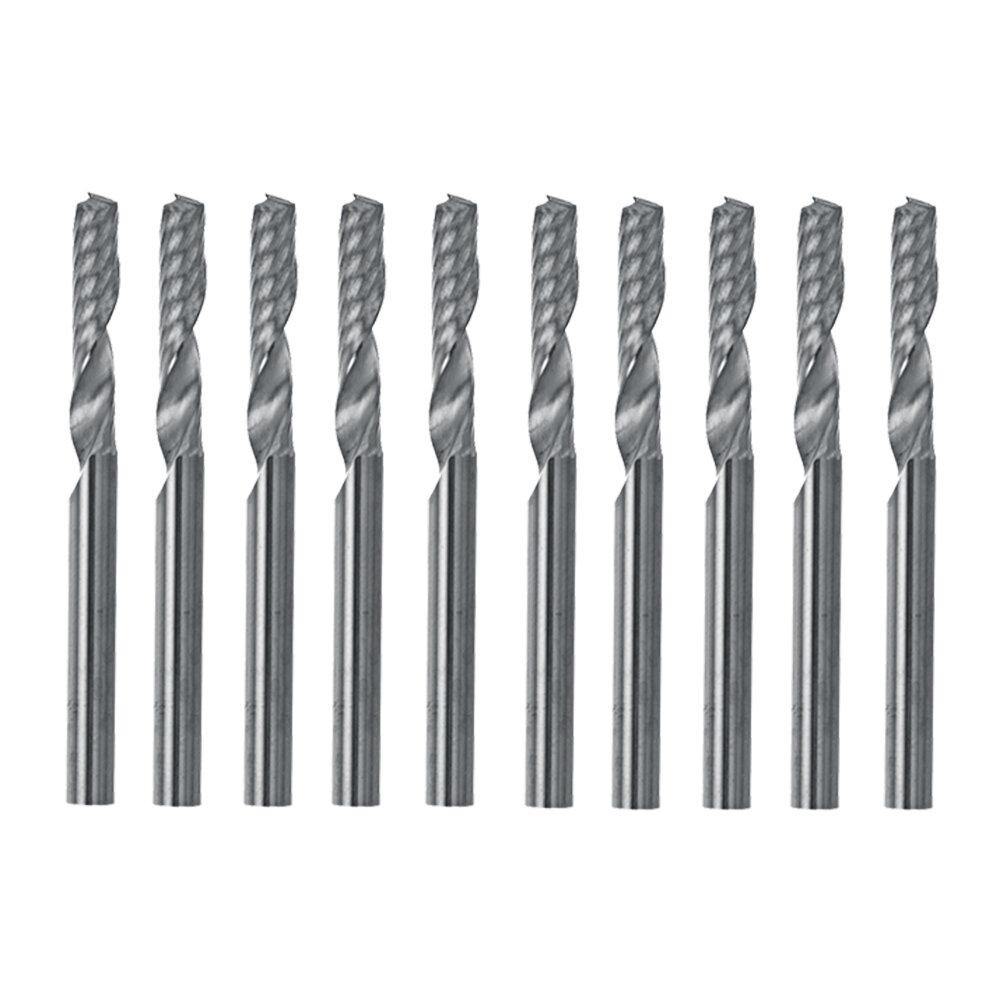 10pcs 3.175mm Single Flute End Mill Cutter Carbide CNC Router Bit Milling Cutter - MRSLM