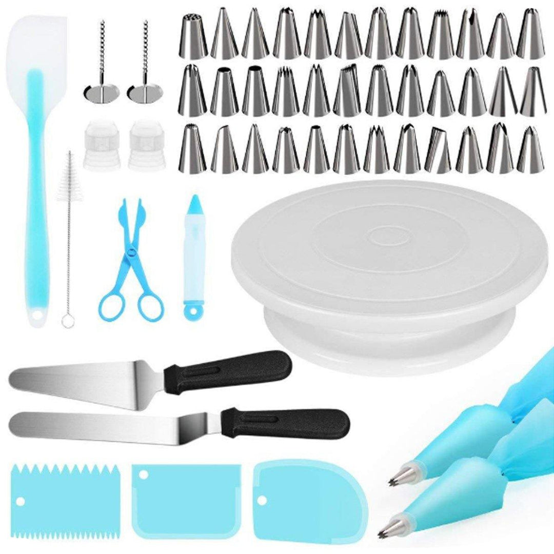 52Pcs/set Tool Cake Decorations Set Gift Kit Baking Supplies Turntable Spatula Stand Diy Equipment for Kids Home - MRSLM