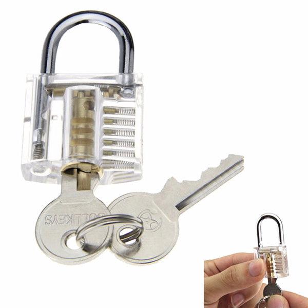 DANIU Transparent Practice Padlock with 12pcs Unlocking Lock Picks Set Key Extractor Tools - MRSLM