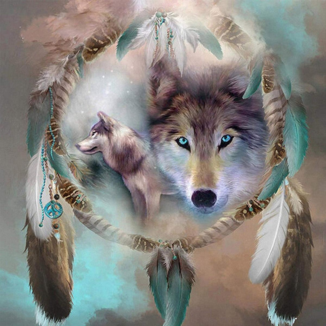 DIY 5D Diamond Painting Kit Dream Catcher Wolf Handmade Craft Cross Stitch Embroidery Home Wall Decoration - MRSLM