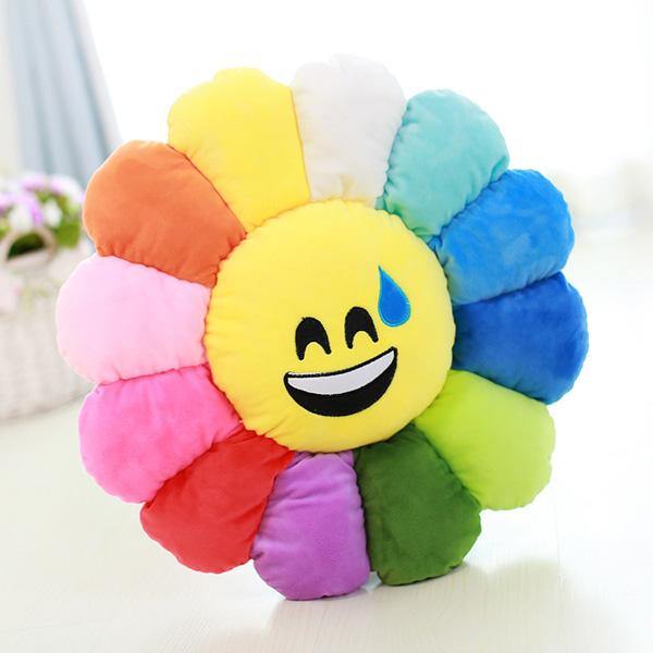 Creative Emoji Expression Candy Color Sunflowers Throw Pillow Plush Sofa Car Office Back Cushion - MRSLM