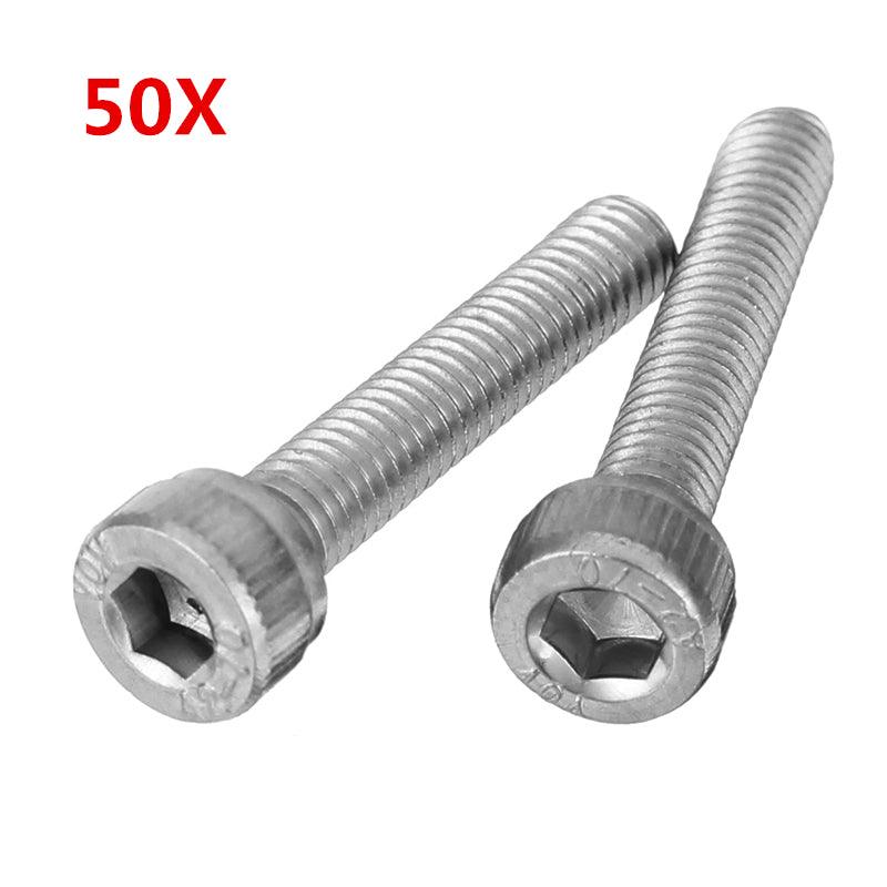 Suleve™ M3SH5 50Pcs M3 Stainless Steel Hex Socket Cap Head Screws Bolts 4-20mm Optional Length - MRSLM