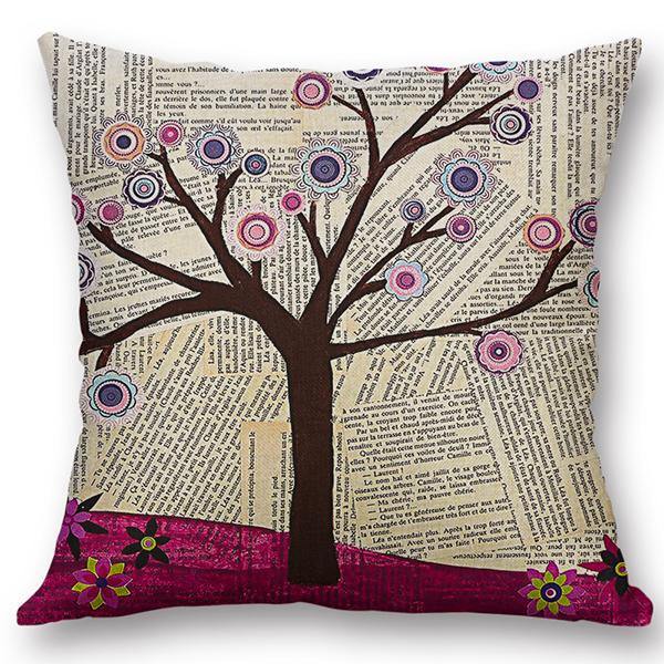 European Style Oil Painting Tree Cushion Cover Home Decor Throw Pillow Case - MRSLM