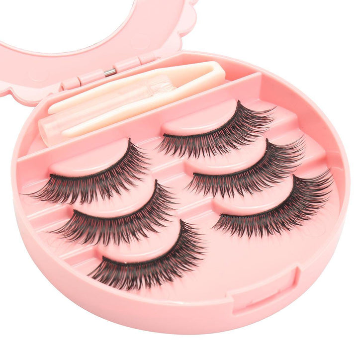 False Eyelash Set Fake Eyelashes Small Mirror Storage Box with Glue Tweezers - MRSLM