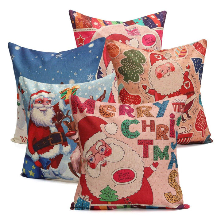 Christmas Santa Cotton Linen Pillow Case Cushion Cover Xmas Home Sofa Bed Decor - MRSLM