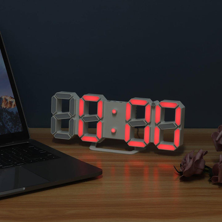 3D Alarm Clock LED Date Display Digital Temperature Snooze Table Wall Hanging - MRSLM