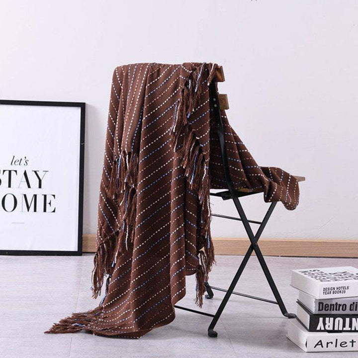 Soft Knitted Throw Blankets Bed Sofa Couch Decorative Fringe Waffle Pattern - MRSLM